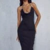 Premium Diamante Trim Halterneck Midi Dress -Dress Sales Store black premium diamante trim halterneck midi dress