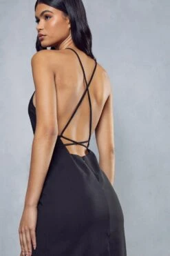 Premium Feather Trim Backless Midi Dress 12 Premium Feather Trim Backless Midi Dress -Dress Sales Store black premium feather trim backless midi dress 4