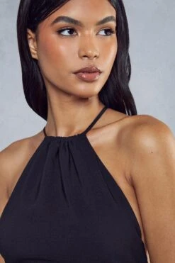 Premium Feather Trim Backless Midi Dress 13 Premium Feather Trim Backless Midi Dress -Dress Sales Store black premium feather trim backless midi dress 5