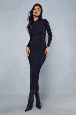 Premium Knit Twist Back Maxi Dress -Dress Sales Store black premium knit twist back maxi dress 2