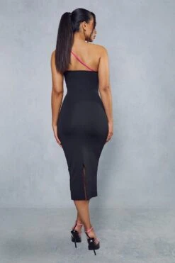 Premium Knitted Contrast Strap Midi Dress -Dress Sales Store black premium knitted contrast strap midi dress 2