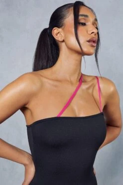 Premium Knitted Contrast Strap Midi Dress -Dress Sales Store black premium knitted contrast strap midi dress 5