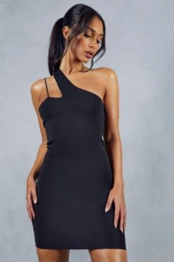 Premium Knitted Double Strap Mini Dress -Dress Sales Store black premium knitted double strap mini dress 4