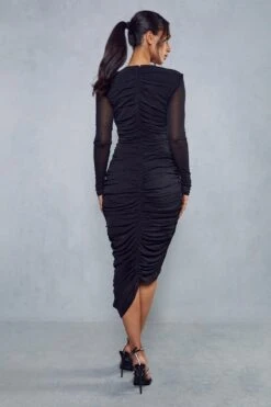 Premium Mesh Boning Asymmetric Midi Dress 10 Premium Mesh Boning Asymmetric Midi Dress -Dress Sales Store black premium mesh boning asymmetric midi dress 2