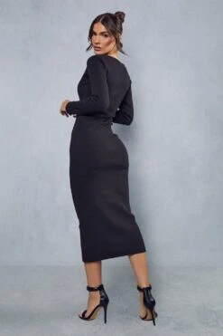 Premium Rib Square Neck Maxi Dress -Dress Sales Store black premium rib square neck maxi dress 2