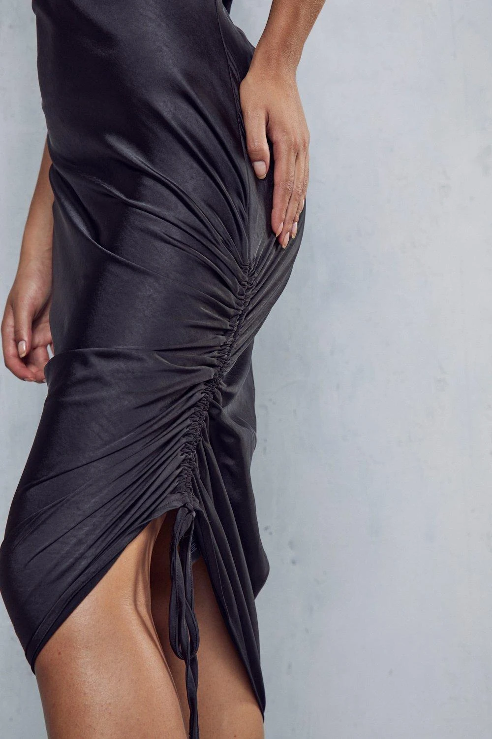 Premium Satin Asymmetric Strap Midi Dress 4 Premium Satin Asymmetric Strap Midi Dress - Image 2