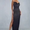 Premium Satin Cowl Neck Diamante Backless Maxi Dress -Dress Sales Store black premium satin cowl neck diamante backless maxi dress