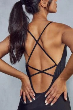 Premium Satin Cowl Neck Midi Dress -Dress Sales Store black premium satin cowl neck midi dress 4