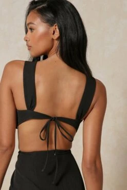 Premium Strap Detail Cut Out Midi Dress -Dress Sales Store black premium strap detail cut out midi dress 4