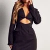 Premium Tailored Hook And Eye Blazer Dress -Dress Sales Store black premium tailored hook and eye blazer dress