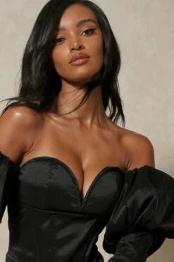 Puff Sleeve Corset Mini Dress 14 Puff Sleeve Corset Mini Dress -Dress Sales Store black puff sleeve corset mini dress 5