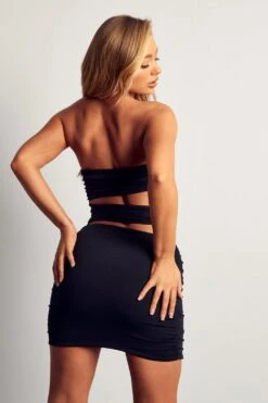 Recycled Strapless Cut Out Mini Dress -Dress Sales Store black recycled strapless cut out mini dress 2
