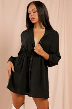 Ruched Detail Skater Shirt Dress