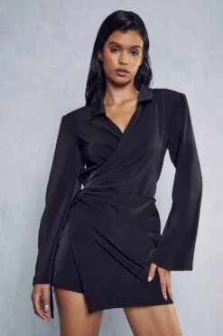 Satin Kimono Sleeve Wrap Dress 13 Satin Kimono Sleeve Wrap Dress -Dress Sales Store black satin kimono sleeve wrap dress 5