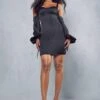 Satin Puff Sleeve Corseted Mini Dress