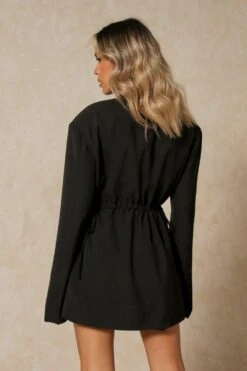 Tailored Ruched Blazer Dress -Dress Sales Store black tailored ruched blazer dress 2