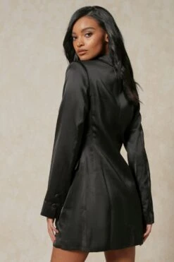 Tamara Satin Blazer Dress -Dress Sales Store black tamara satin blazer dress 3