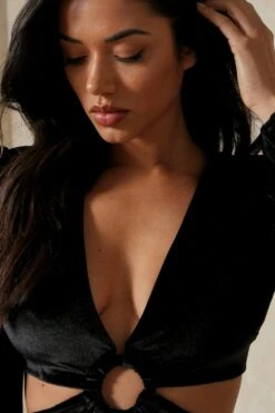 Velvet Shoulder Pad Cut Out Mini Dress 9 Velvet Shoulder Pad Cut Out Mini Dress -Dress Sales Store black velvet shoulder pad cut out mini dress 2