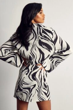 Zebra Print Shirt Dress -Dress Sales Store black zebra print shirt dress 2