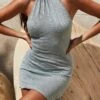 Fine Knit Knot Detail Halter Neck Dress