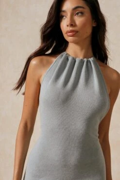 Knit Halter Neck Mini Dress 9 Knit Halter Neck Mini Dress -Dress Sales Store blue knit halter neck mini dress 1