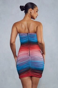 Recycled Ombre Mesh Curved Bust Bandeau Mini Dress -Dress Sales Store blue recycled ombre mesh curved bust bandeau mini dress 2