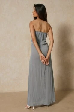 Sheer Bandeau Maxi Dress -Dress Sales Store blue sheer bandeau maxi dress 2