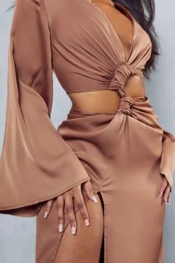 Premium Ruched Twist Detail Maxi Dress 8 Premium Ruched Twist Detail Maxi Dress -Dress Sales Store chocolate premium ruched twist detail maxi dress 1