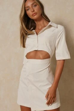 Asymmetric Cut Out Shirt Dress