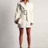 Oversized Belted Blazer Dress 2 Oversized Belted Blazer Dress -Dress Sales Store cream oversized belted blazer dress
