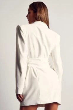 Oversized Belted Blazer Dress -Dress Sales Store cream oversized belted blazer dress 2