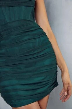 Premium Satin Draped Mesh Corset Dress 13 Premium Satin Draped Mesh Corset Dress -Dress Sales Store green premium satin draped mesh corset dress 5