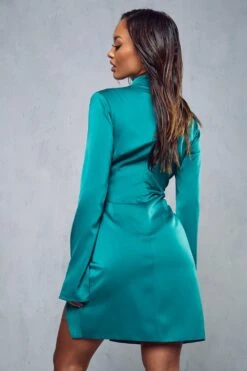 Satin High Neck Knot Skirt Mini Dress 10 Satin High Neck Knot Skirt Mini Dress -Dress Sales Store green satin high neck knot skirt mini dress 2