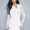 Mesh Ruched Wrap Long Sleeve Dress 2 Mesh Ruched Wrap Long Sleeve Dress -Dress Sales Store ivory mesh ruched wrap long sleeve dress