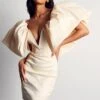 Premium Extreme Ruffle Shoulder Dress -Dress Sales Store ivory premium extreme ruffle shoulder dress