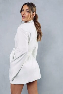 Premium Tailored Oversized Belted Blazer Dress -Dress Sales Store ivory premium tailored oversized belted blazer dress 2