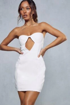 Stretch Cupped Cut Out Contour Bandeau Dress
