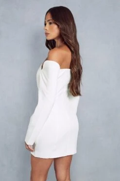 Structured Off Shoulder Mini Dress -Dress Sales Store ivory structured off shoulder mini dress 2