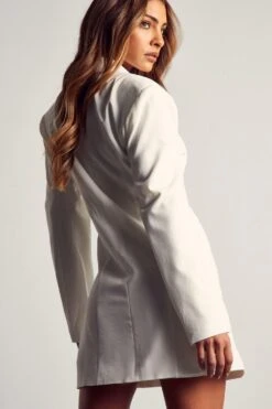 Tailored Button Down Blazer Dress -Dress Sales Store ivory tailored button down blazer dress 2