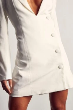 Tailored Button Down Blazer Dress -Dress Sales Store ivory tailored button down blazer dress 4