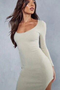 Premium Brushed Rib Scoop Neck Split Leg Maxi Dress 9 Premium Brushed Rib Scoop Neck Split Leg Maxi Dress -Dress Sales Store khaki premium brushed rib scoop neck split leg maxi dress 1