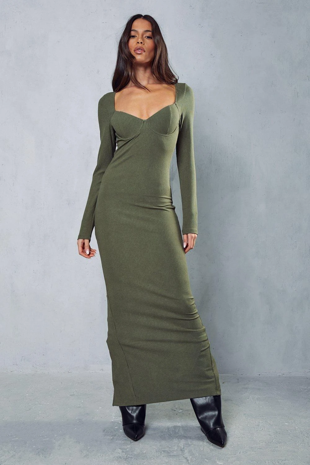 Ribbed Cupped Long Sleeve Maxi Dress 6 Ribbed Cupped Long Sleeve Maxi Dress - Image 4