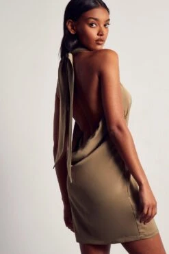 Satin Cowl Open Back Mini Dress 10 Satin Cowl Open Back Mini Dress -Dress Sales Store khaki satin cowl open back mini dress 2