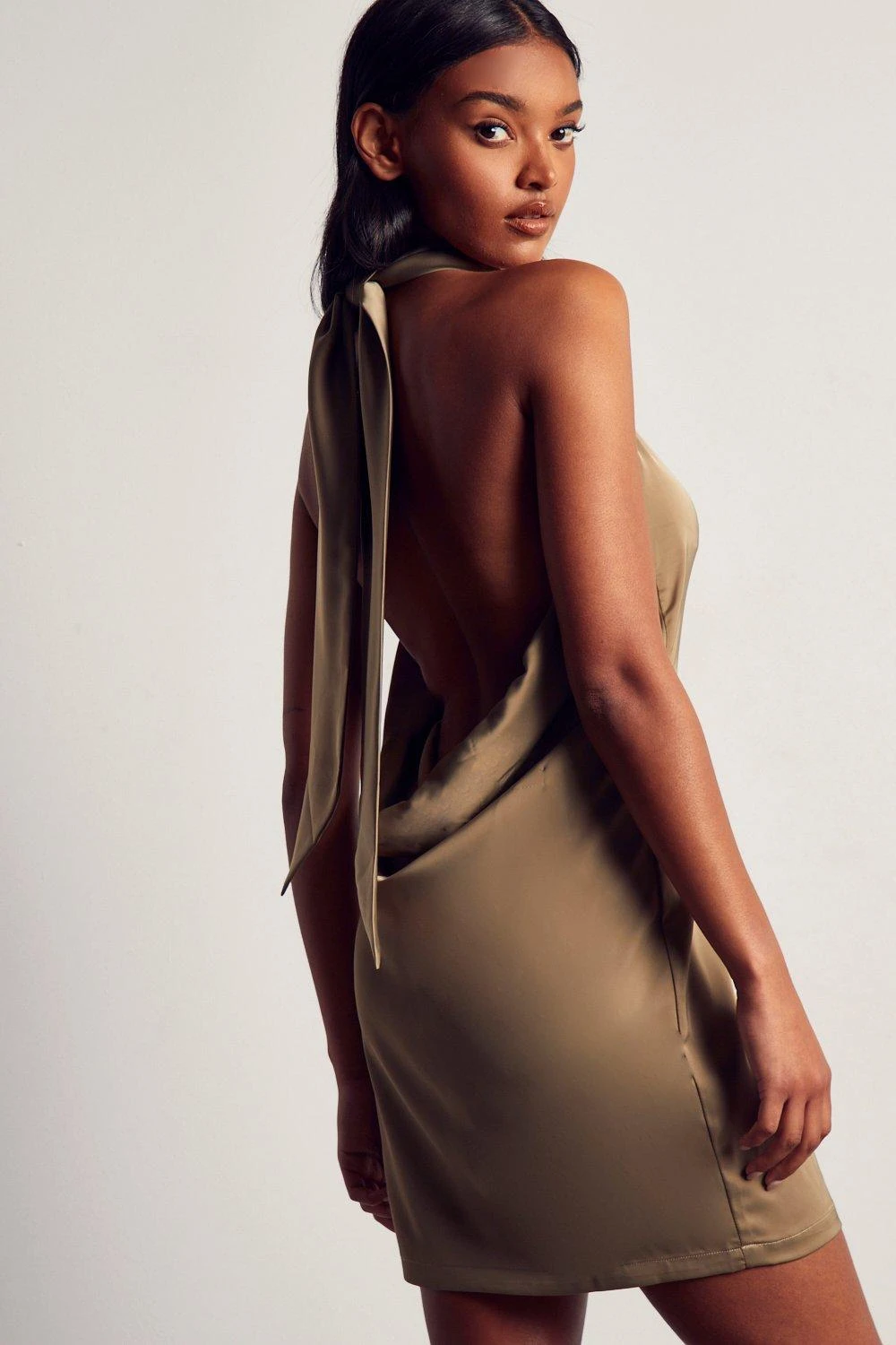 Satin Cowl Open Back Mini Dress 5 Satin Cowl Open Back Mini Dress - Image 3