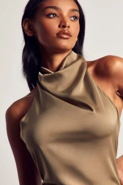 Satin Cowl Open Back Mini Dress 13 Satin Cowl Open Back Mini Dress -Dress Sales Store khaki satin cowl open back mini dress 5