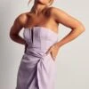 Satin V Bar Twist Front Mini Dress 2 Satin V Bar Twist Front Mini Dress -Dress Sales Store lilac satin v bar twist front mini dress