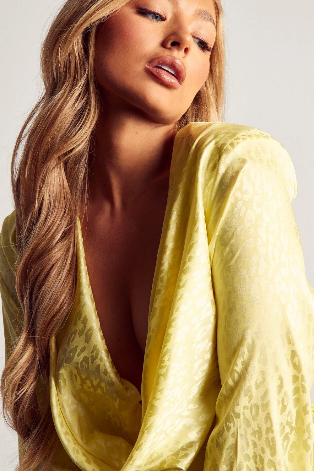 Satin Jacquard Cowl Neck Mini Dress 4 Satin Jacquard Cowl Neck Mini Dress - Image 2