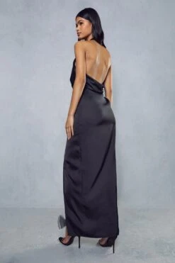 Premium Satin Twist Detail Maxi Dress -Dress Sales Store mink premium satin twist detail maxi dress 2