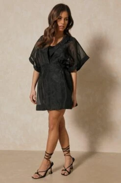 Neave Black Mesh Dress