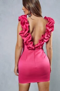 Premium Extreme Frill Sleeve Corset Mini Dress -Dress Sales Store pink premium extreme frill sleeve corset mini dress 2